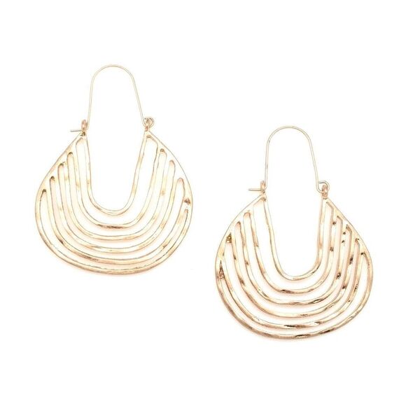 Boho Gold Hoop Earrings A1077 - Picture 4 of 4